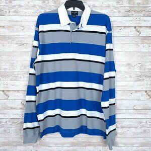 Burnside Mens Tee XL Long Sleeved Collar Striped Shirt 953